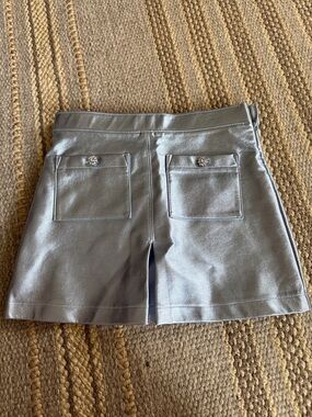 J. Crew Metallic Silver Faux-Leather Skort with Back Pockets